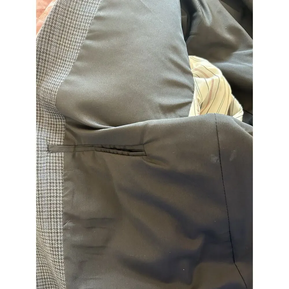 Lauren‎ Ralph Lauren 42R 100% Wool Men’s Blazer Gray Blue Houndstooth Sport Coat